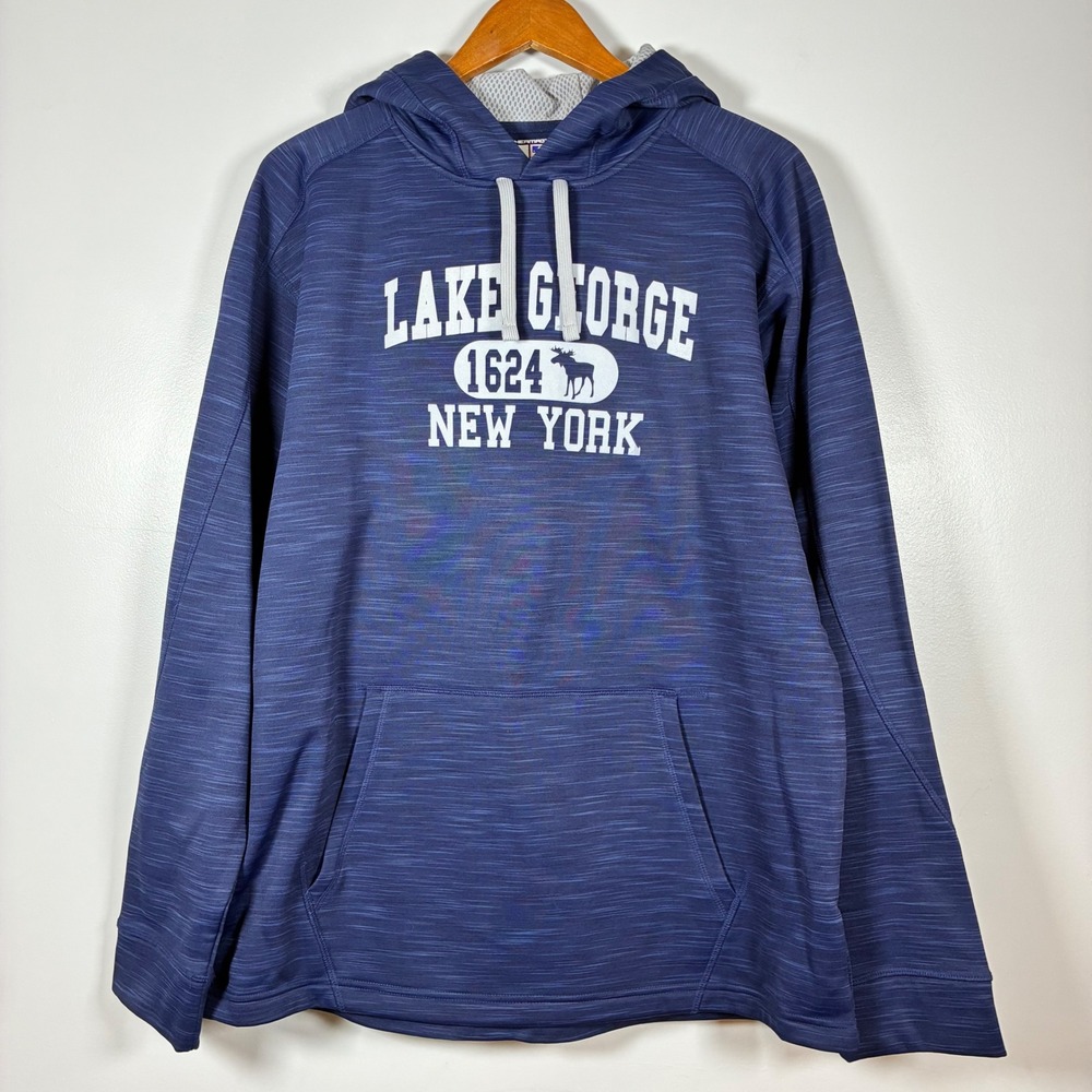 Lake George New York Sweatshirt L Therma Base Space Dye Adirondacks Lake Life